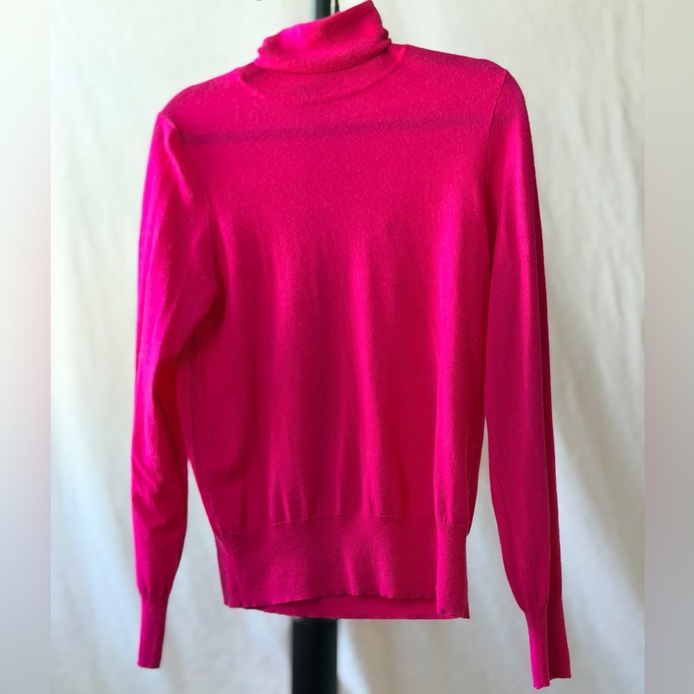 J. Crew Hot Pink Wool Blend Turtleneck Sweater